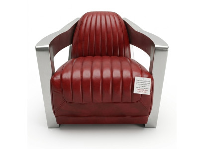 Vintage leren fauteuil Rood Echt leder Retro stoel Design Clubsessel aviator