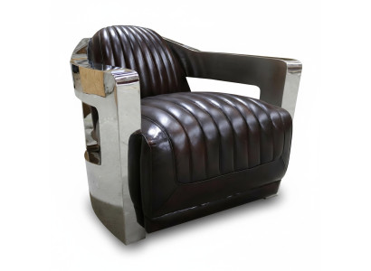 Lederen fauteuil Aviator clubfauteuil Art Deco loungestoel aviator