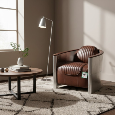 Leren fauteuil Aviator clubfauteuil Art Deco cocktailfauteuil televisiestoel.