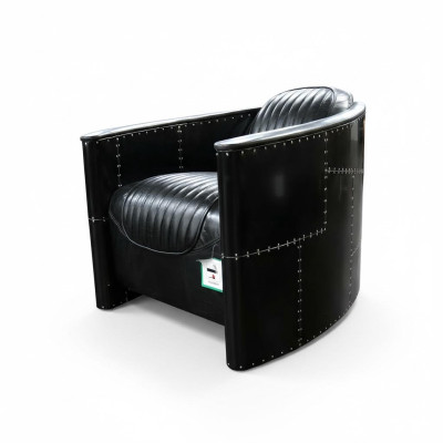 Aviator Bank Stoel Bank club Lounge Vintage Aluminium Vliegtuig Retro Echt Leer