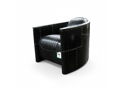 Aviator Bank Stoel Bank club Lounge Vintage Aluminium Vliegtuig Retro Echt Leer