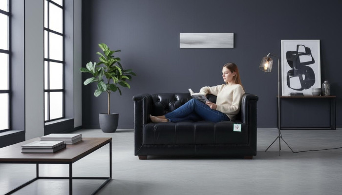 Echtlederen bank Tweezits vliegtuigstoel Aviator fauteuil Nieuwe leren stoel