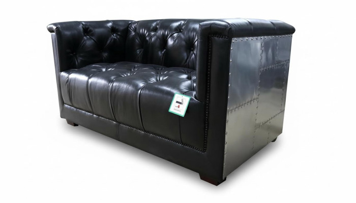 Echtlederen bank Tweezits vliegtuigstoel Aviator fauteuil Nieuwe leren stoel