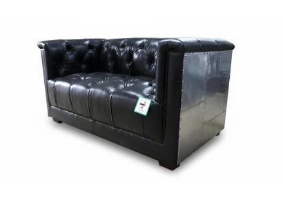 Echtlederen bank Tweezits vliegtuigstoel Aviator fauteuil Nieuwe leren stoel