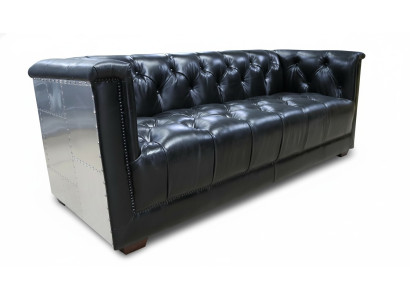 Sofa Chesterfield 3-zits Vintage Vliegtuig Echt lederen Aluminium Sofa's