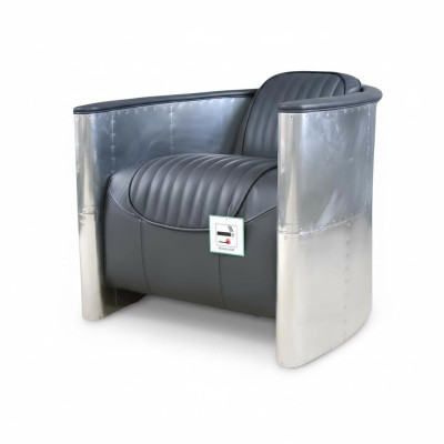 Echtlederen aluminium fauteuil Cognac vliegtuigstoel Aviator decoratieve fauteuil Nieuw
