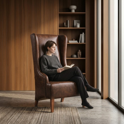 Echtlederen relaxfauteuil Vintage Cigar leren fauteuil fauteuil leren fauteuil televisie.