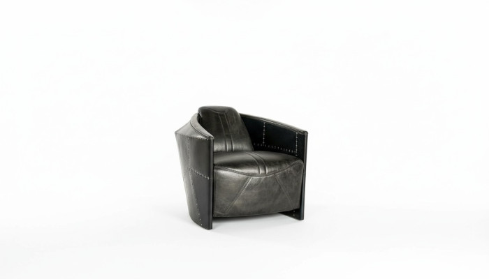 Vliegtuig Vintage Leren Fauteuil Zwart Echt Leer Retro Fauteuil Ontwerp