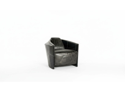 Vliegtuig Vintage Leren Fauteuil Zwart Echt Leer Retro Fauteuil Ontwerp