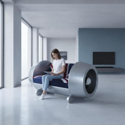 Aluminium Bank Leren Bank Meubels Vliegtuig Jet Aandrijving Luxe Meubels Jack Union Nieuw