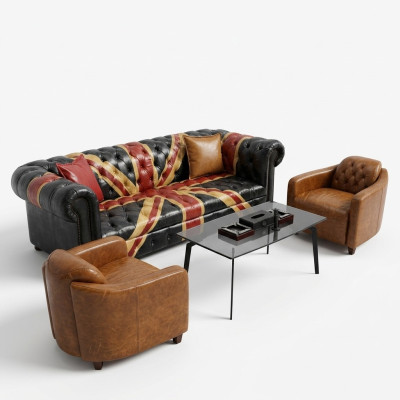 Jack Union Chesterfield gestoffeerde bank bank 3-zits lederen stijl luxe gestoffeerde bank.