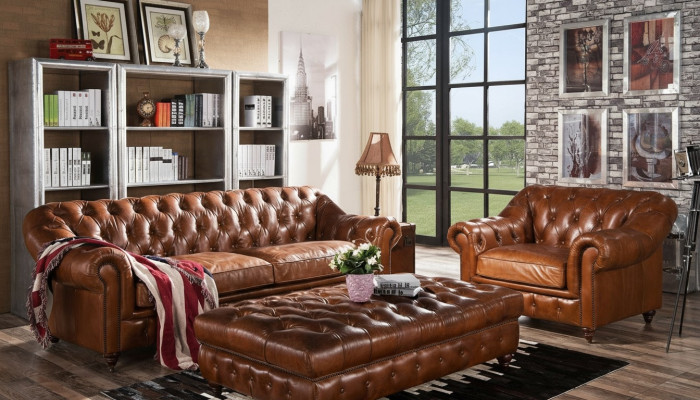 Voetenbank Club Lounge Chesterfield Poef Textiel Ontwerp Ottomaanse.