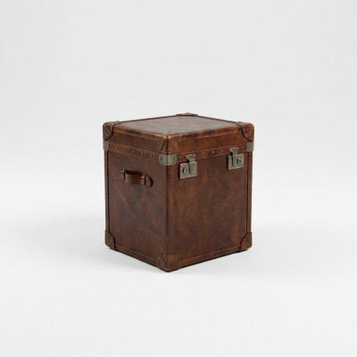 Bijzettafel Vintage Lederen Kubus Kist Salontafel Bank Woonkamertafel Koffer