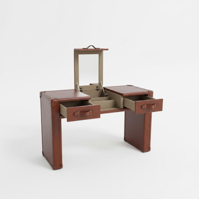 Kaptafel Kaptafel Make-uptafel commode krukje Vintage leren koffer nieuw