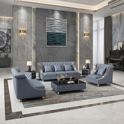 Leren bank bank woonlandschap set ontwerp modern 3-zitsbank nieuw