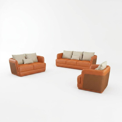 Luxe bankstel design bank gestoffeerde moderne bankstellen 3-zits driezits oranje groot xxl