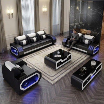 Compleet set bankstel 3-zits bank salontafel design woonlandschap 4-delig nieuw