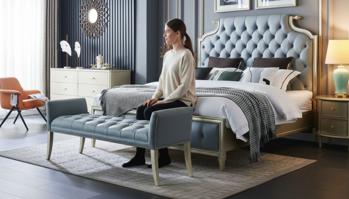 Een hoogwaardig designerbed in Chesterfield-stijl voor uw slaapkamer.