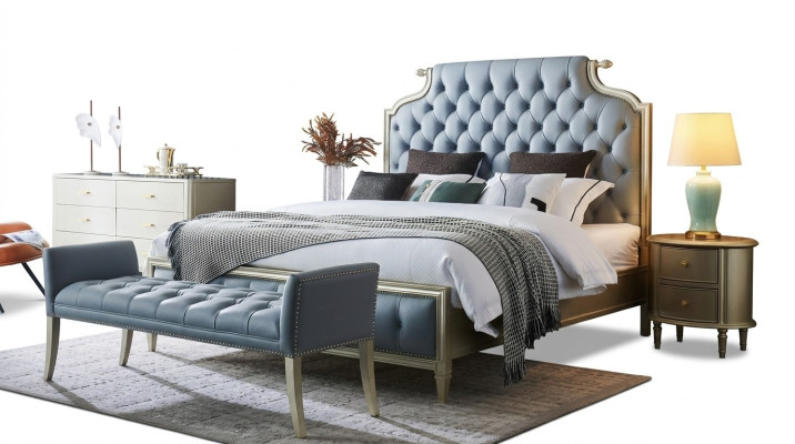 Een hoogwaardig designerbed in Chesterfield-stijl voor uw slaapkamer.