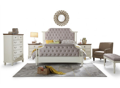 Slaapkamerset Bed 2x Nachtkastje 3-delig Bedden Oprichtingstijd Luxe Chesterfield
