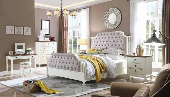 Slaapkamer Compleet Set Koninklijk Barok Bed Kaptafel Nachtkastje 6 delig.