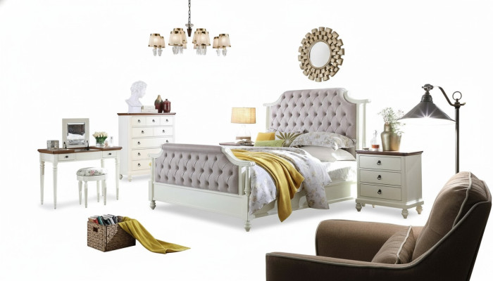 Slaapkamer Compleet Set Koninklijk Barok Bed Kaptafel Nachtkastje 6 delig.