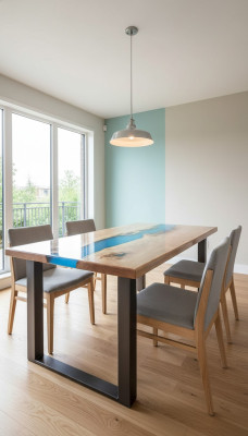 Eettafel River Table Massief Tafels 220x100 Riviertafel Zee Waterval Epoxyhars