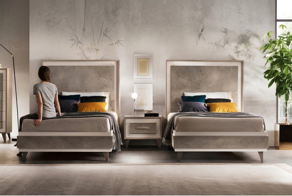 Stel Hotel 2x Bed Nachtkastje Design Slaapkamer 3-delig Meubilair arredoclassic