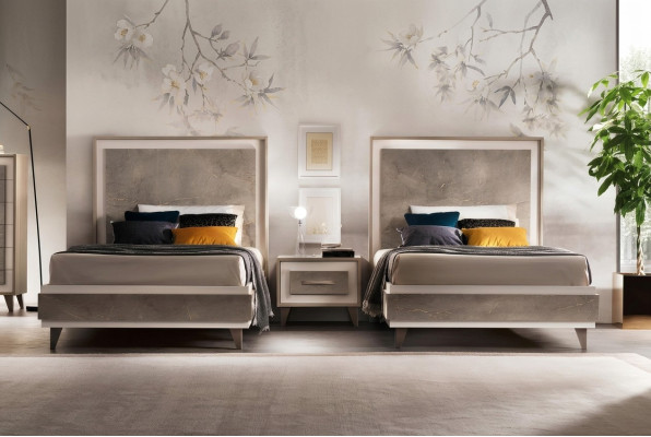Stel Hotel 2x Bed Nachtkastje Design Slaapkamer 3-delig Meubilair arredoclassic