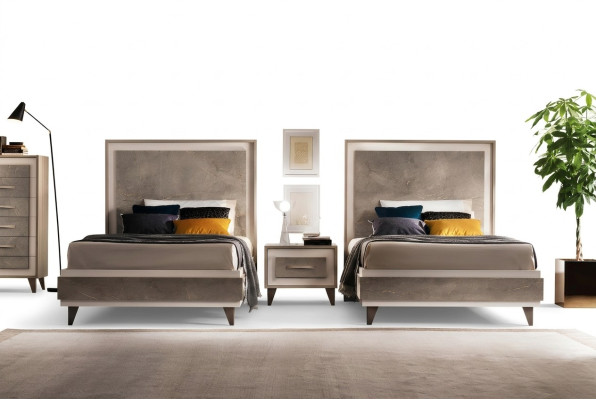 Stel Hotel 2x Bed Nachtkastje Design Slaapkamer 3-delig Meubilair arredoclassic