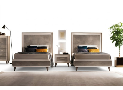 Stel Hotel 2x Bed Nachtkastje Design Slaapkamer 3-delig Meubilair arredoclassic