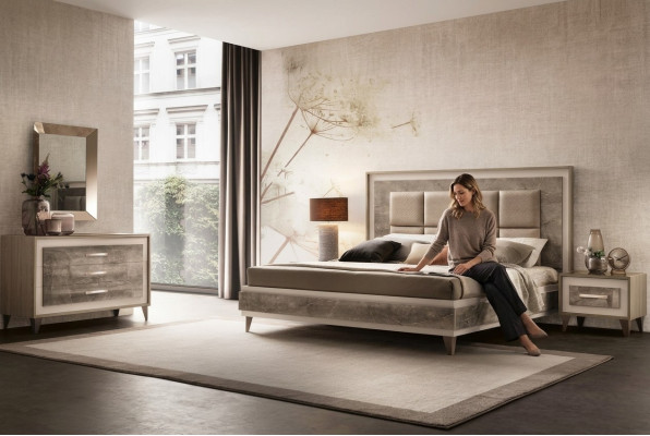 Modern slaapkamer set Bed Nachtkastje Commode Spiegel Nieuw 4-delig. arredoclassic