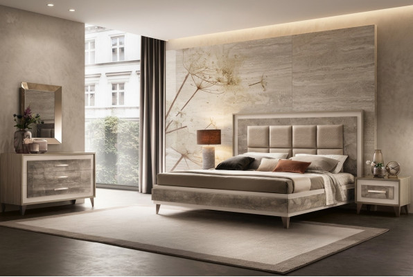 Modern slaapkamer set Bed Nachtkastje Commode Spiegel Nieuw 4-delig. arredoclassic