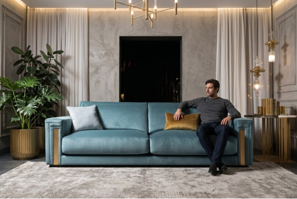 Driezits 3-zits woonkamer gestoffeerd textiel modern luxe design bank meubels nieuw