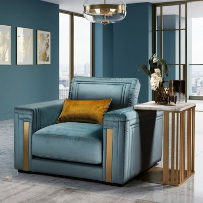 Zetel Club Lounge Design Armstoel Gestoffeerde Bank Tv Blauw arredoclassic