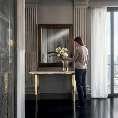 Houten Italiaanse meubels console tafel spiegel dressoir 2-delige set arredoclassic