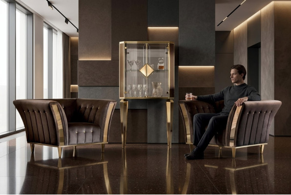 Fauteuil Club Lounge Leunstoel Gestoffeerde bankstoel 1-zits fluweel televisie velvet arredoclassic
