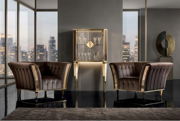 Fauteuil Club Lounge Leunstoel Gestoffeerde bankstoel 1-zits fluweel televisie velvet arredoclassic