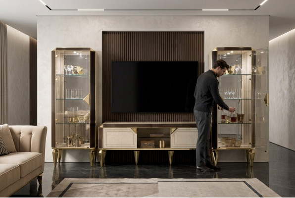 Woonkamer muur set vitrinekasten vitrine ladekast woonkamer meubels inrichting set