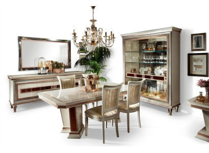 Eettafel 4x stoelen vitrine dressoir 8-delige eetkamerset groep garnituur tafel nieuw.