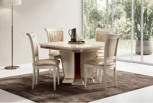 Compleet set eettafel 4x stoelen eetkamerset eetgroep houten tafel tafels 5-delig