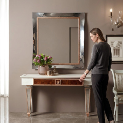 Klassieke grote spiegel wandspiegel hangspiegel houten frame kapstok nieuw