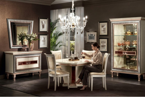 Eettafel 4x stoelen dressoir 8-delig eetkamer set groep garnituur tafel zitgroep