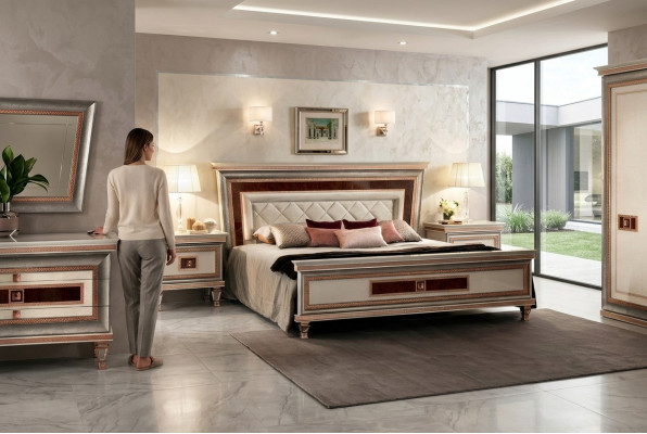 Luxe slaapkamer meubels bed 2x nachtkastje set bedden hotel Arredoclassic 3-delig.