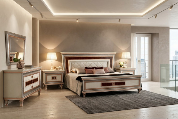 Luxe slaapkamer meubels bed 2x nachtkastje set bedden hotel Arredoclassic 3-delig.