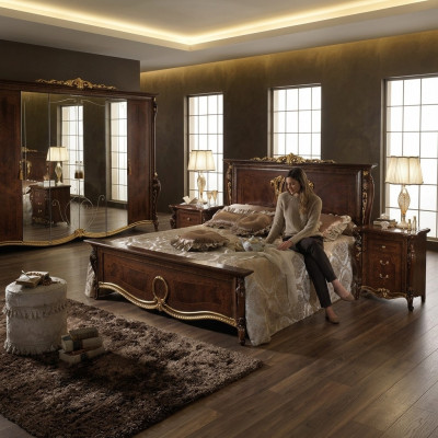 Beddenbekleding Klassiek tweepersoonsbed 180x200cm Houten hotelbedden Slaapkamer Nieuw