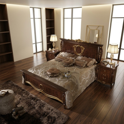 Beddenbekleding Klassiek tweepersoonsbed 180x200cm Houten hotelbedden Slaapkamer Nieuw