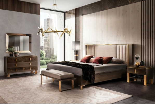 Slaapkamer Set 5-delig. Ontwerp Moderne Luxe Meubels Nieuw Bed Nachtkastje Commode