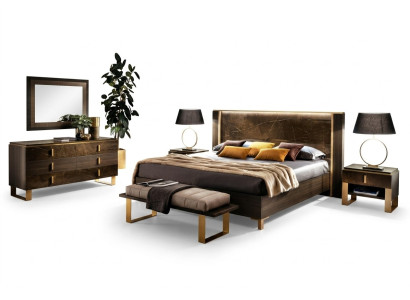 Slaapkamer Set Bed 2x Nachtkastje Dressoir Bedden Dubbel Hotel Bekleding 6-delig.