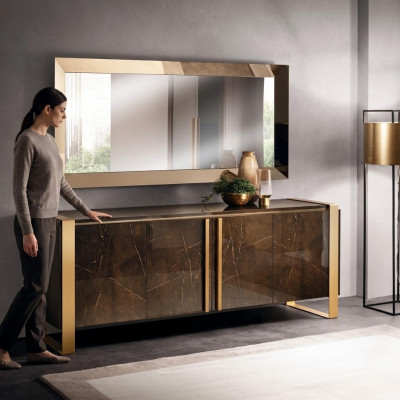 Edel design console hout dressoir spiegel dressoir kast 2-delige console tafel.
